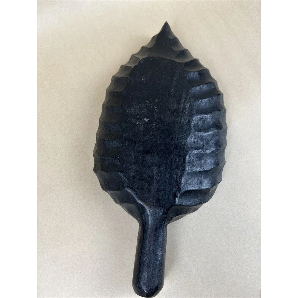Leaf Shaped Wooden Sushi Plate Dessert Serving Tray Dish‎ Black Heavy